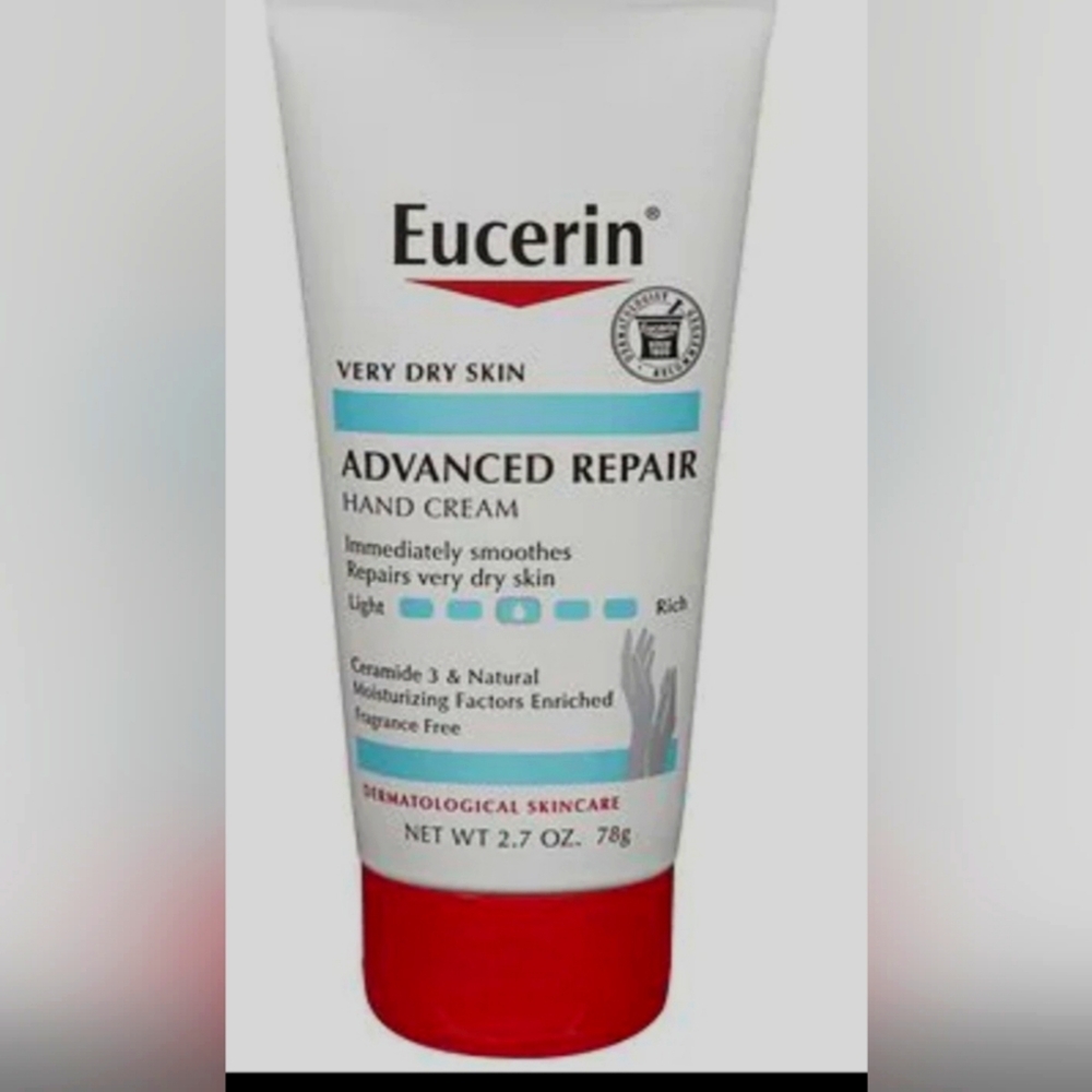 New Eucerin Advanced Repair Hand Creme Unscented, 2.7 oz. Light-weight, non-grea